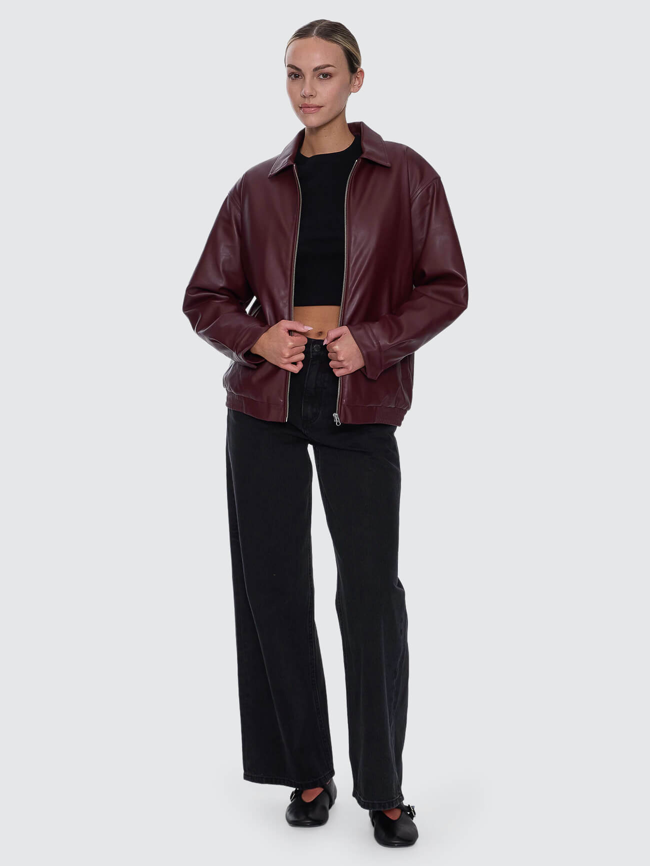 Elka Leather Jacket - New Maroon 4