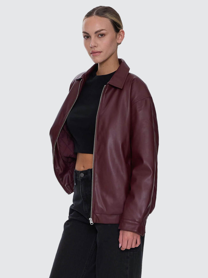 Elka Leather Jacket - New Maroon 4