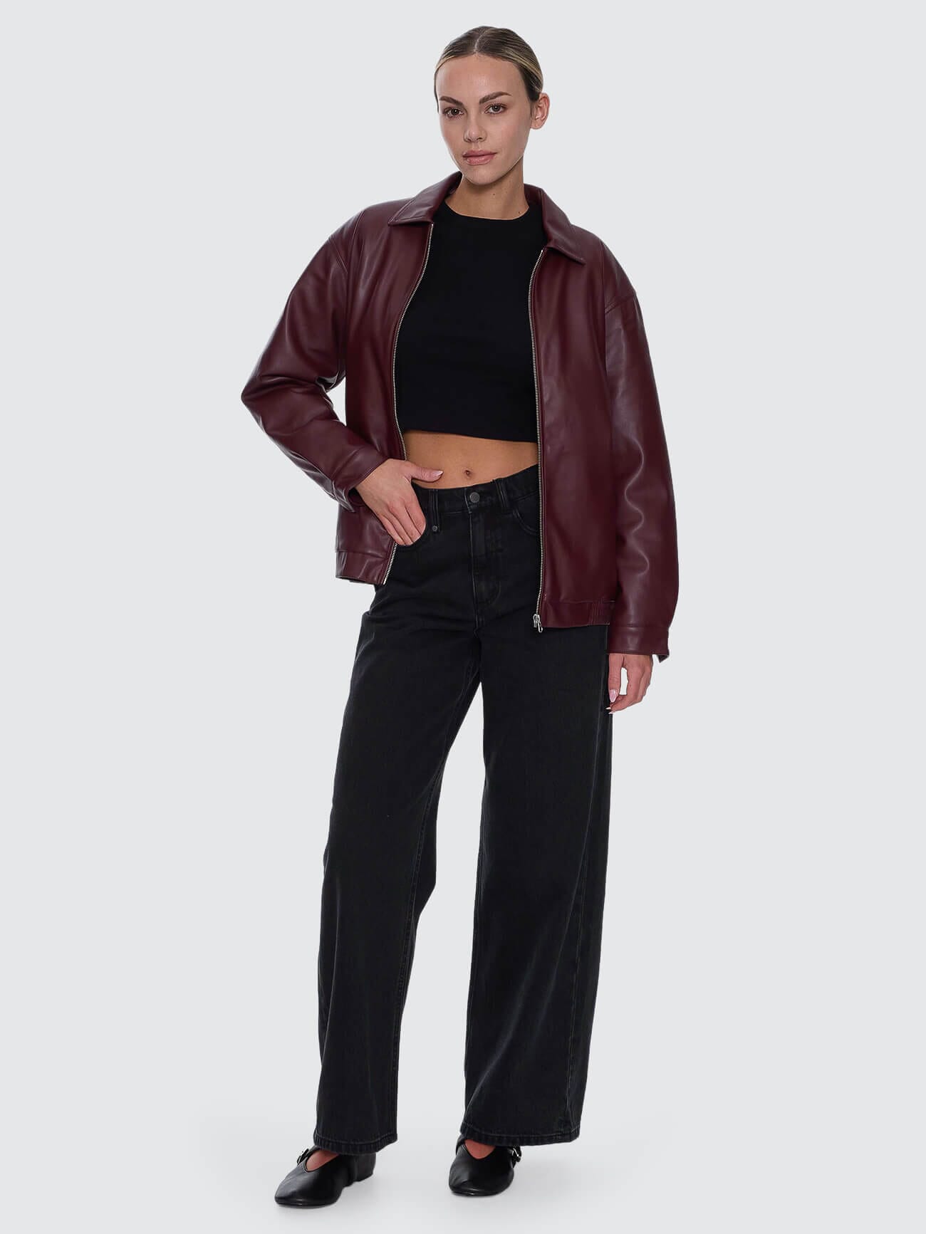 Elka Leather Jacket - New Maroon 4