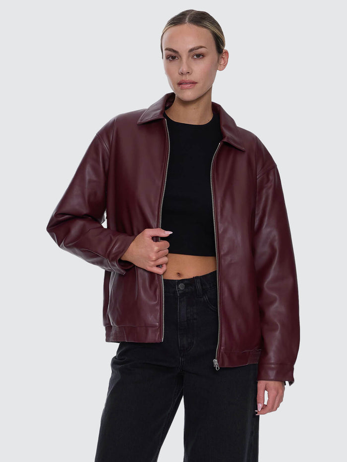 Elka Leather Jacket - New Maroon 4