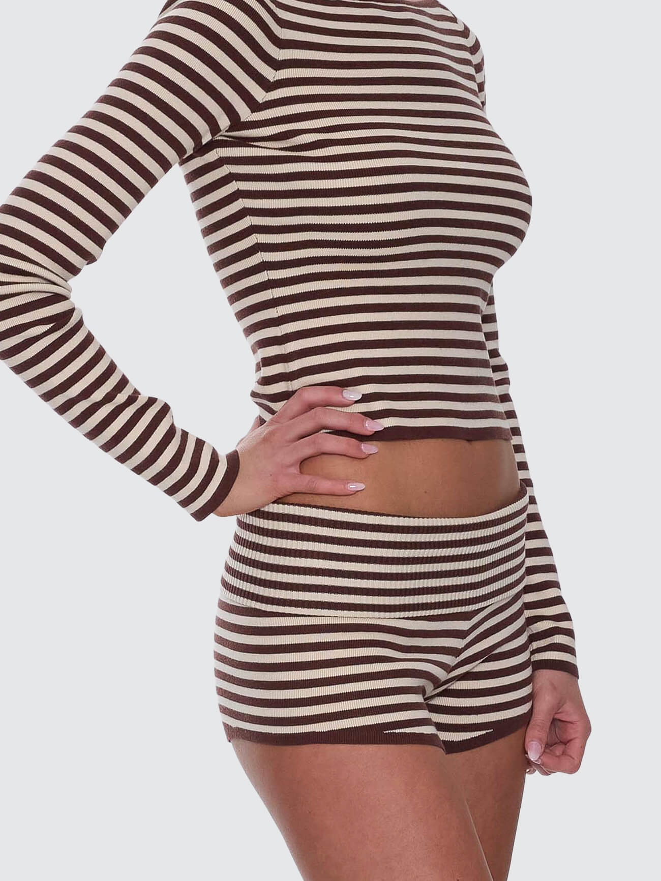 Mackenzie Knit Booty Short - Butter Cream Stripe 4