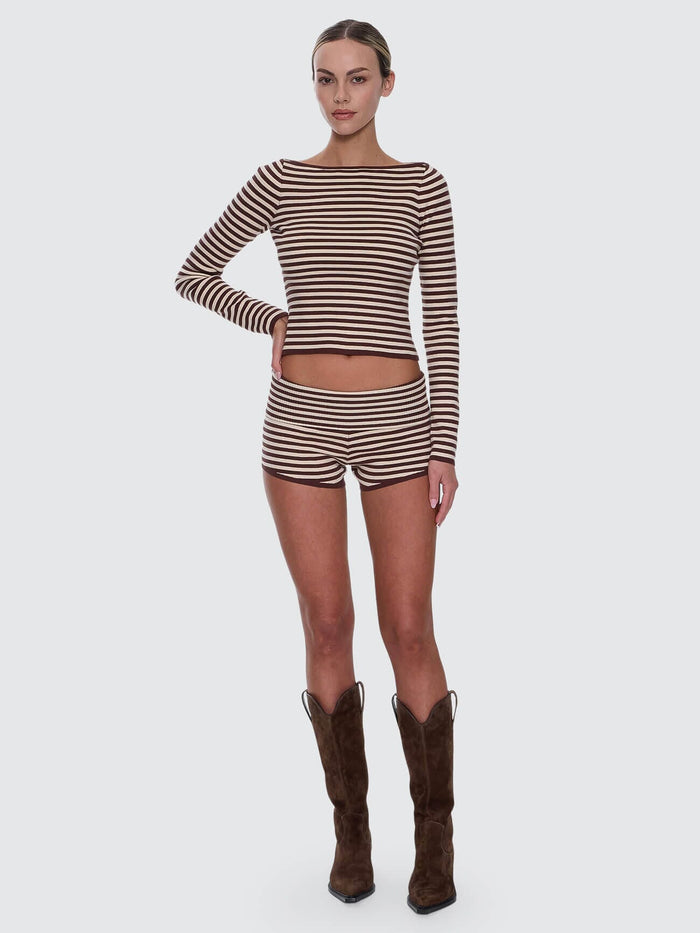 Mackenzie Knit Booty Short - Butter Cream Stripe 4