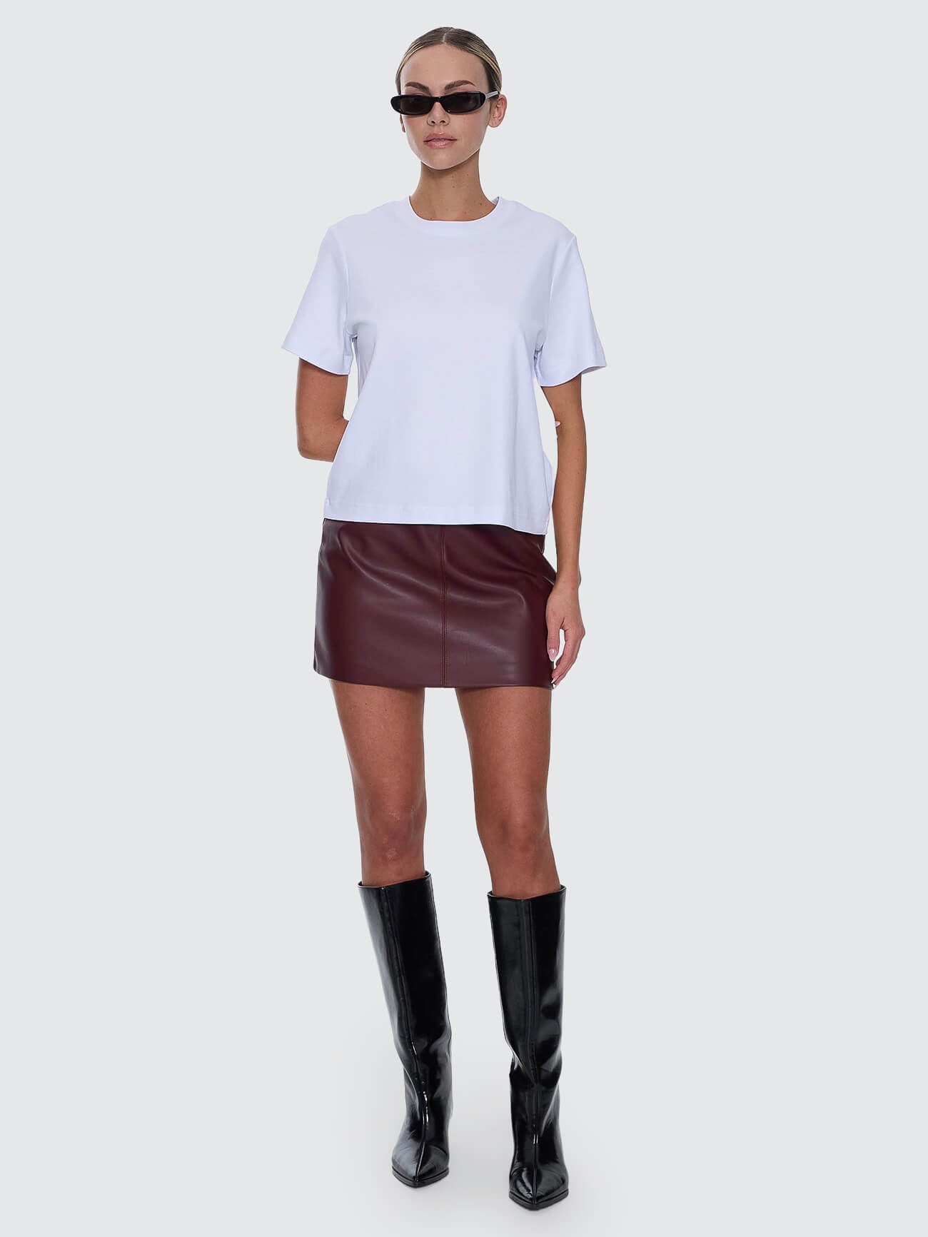 Ethan Leather Mini Skirt - New Maroon 4
