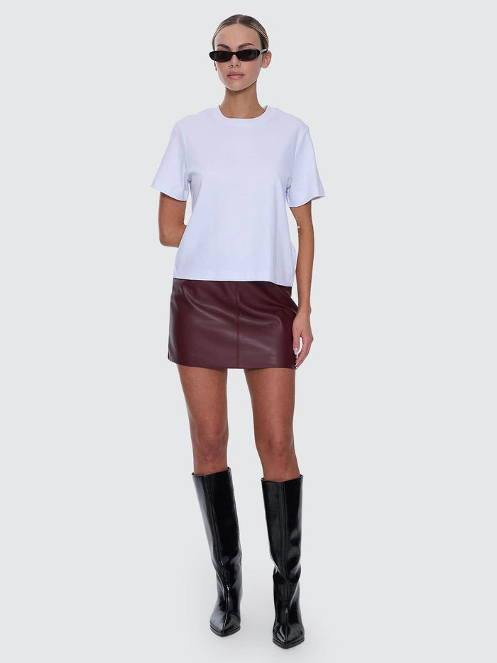 Ethan Leather Mini Skirt - New Maroon 4