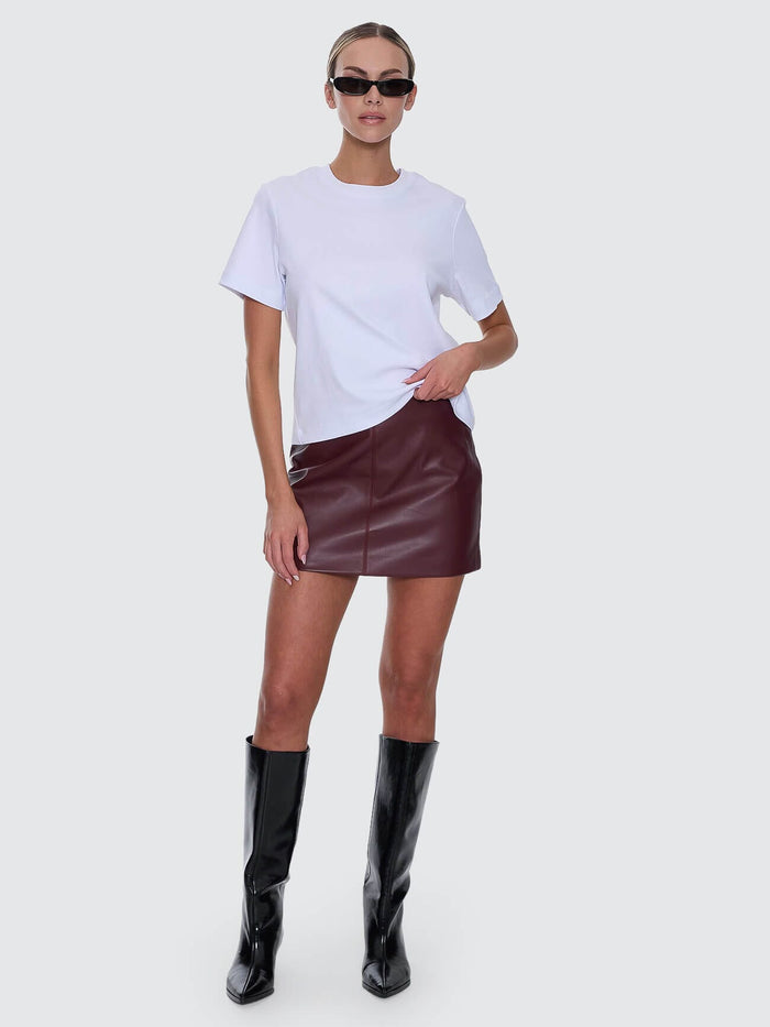 Ethan Leather Mini Skirt - New Maroon 4