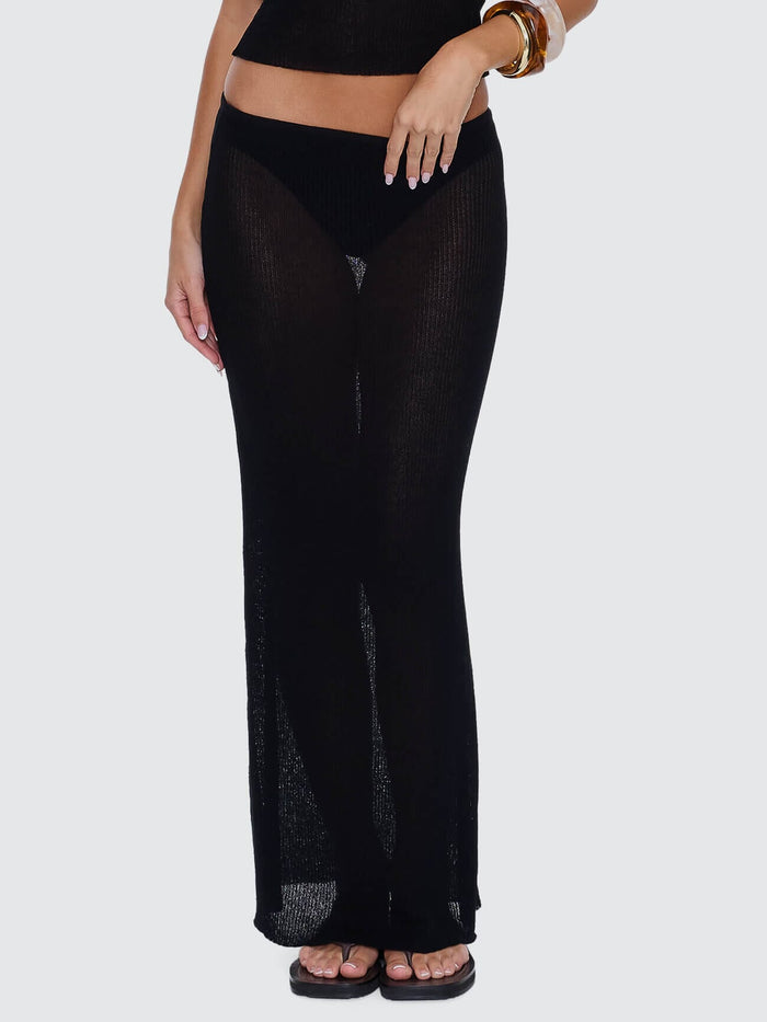 Dissolve My Mind Knit Maxi Skirt - Black 4