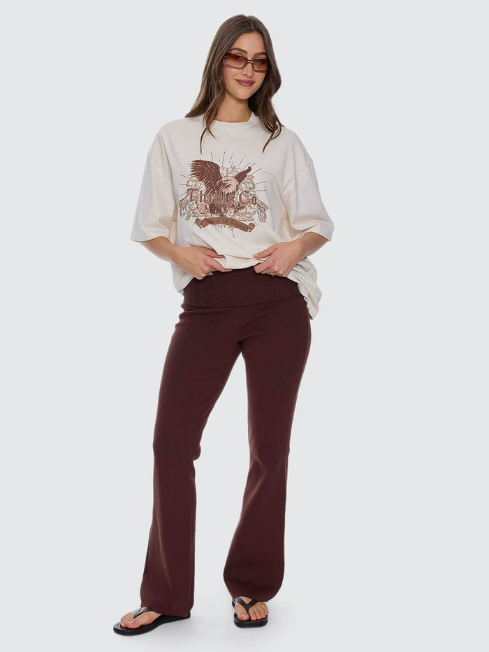 Estelle Fold Over Knit Pant - Bitter Chocolate 4
