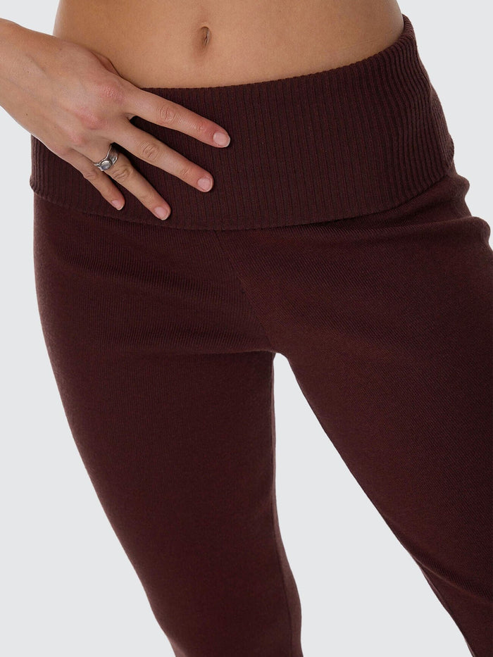 Estelle Fold Over Knit Pant - Bitter Chocolate 4