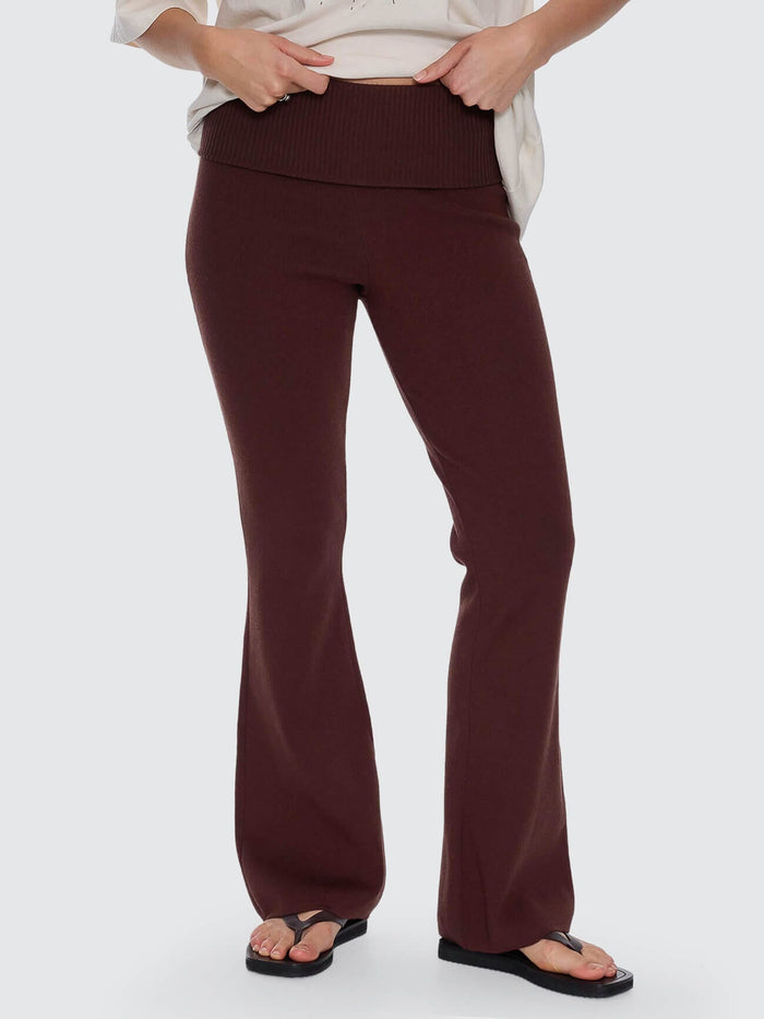 Estelle Fold Over Knit Pant - Bitter Chocolate 4