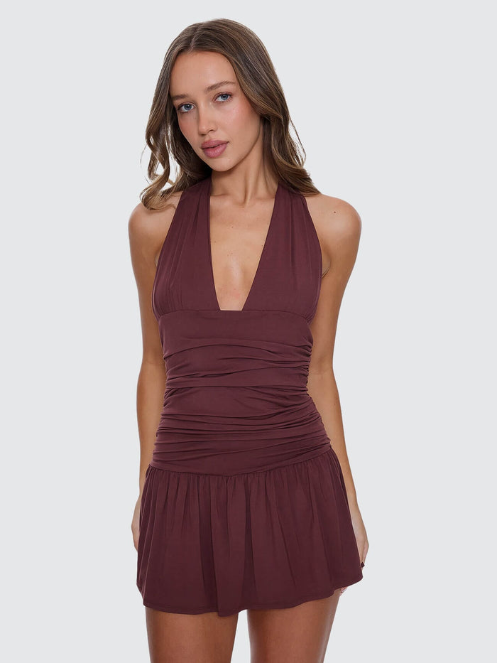 Tommie Halter Mini Dress - Bitter Chocolate 4