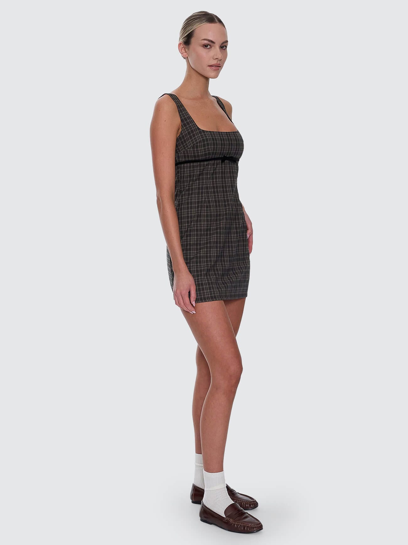 Devyn Check Mini Dress - Tarmac 4