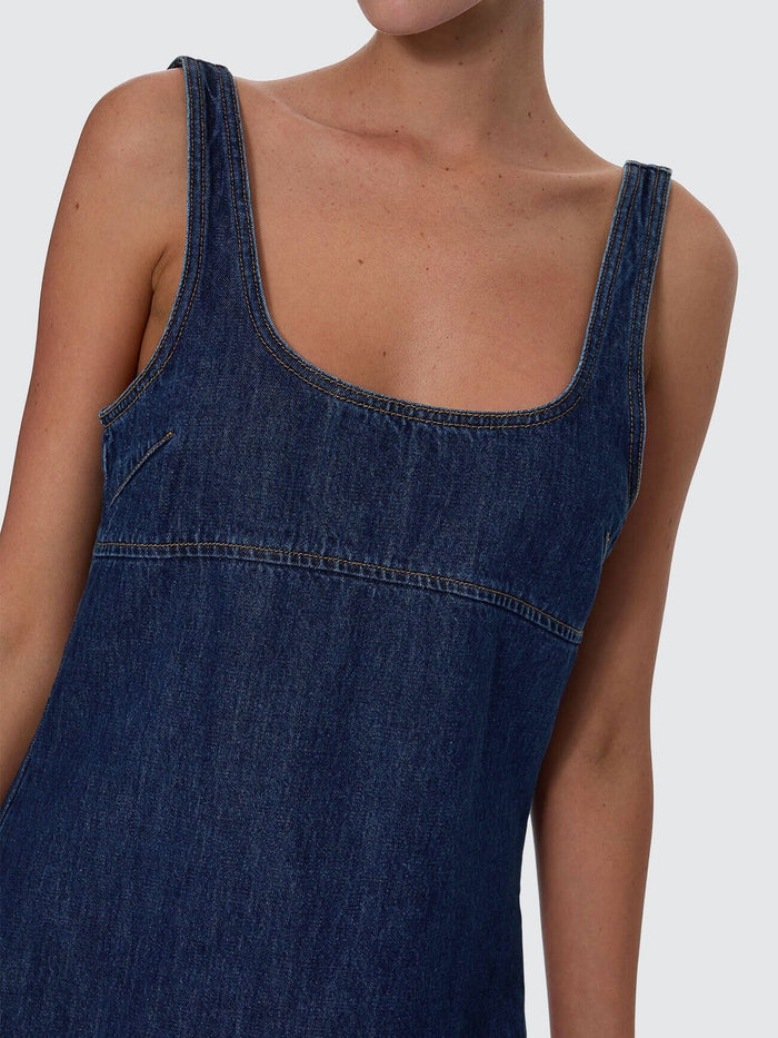 Luciana Denim Mini Dress - Mid Blue 4