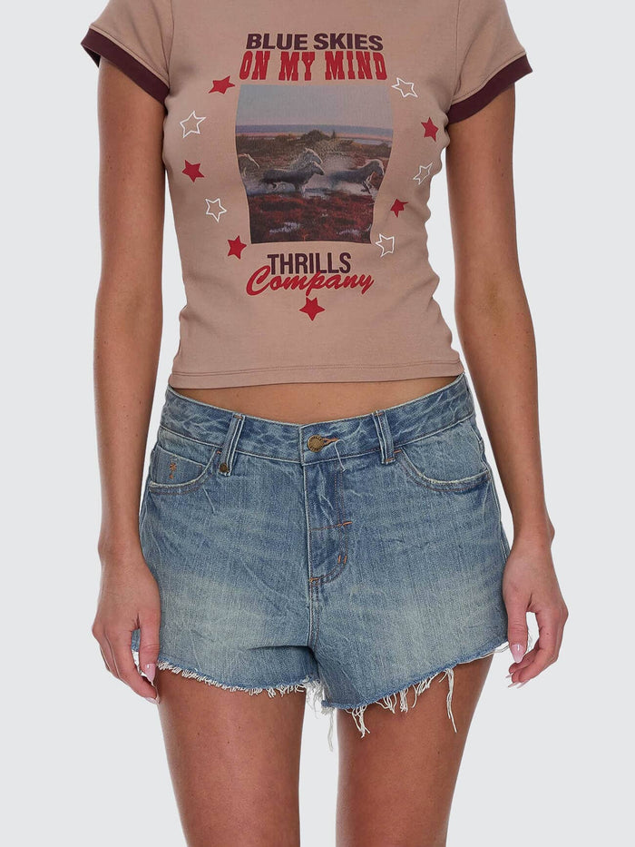 Lola Low Rise Baggy Short - Dirty Crinkle Blue 4