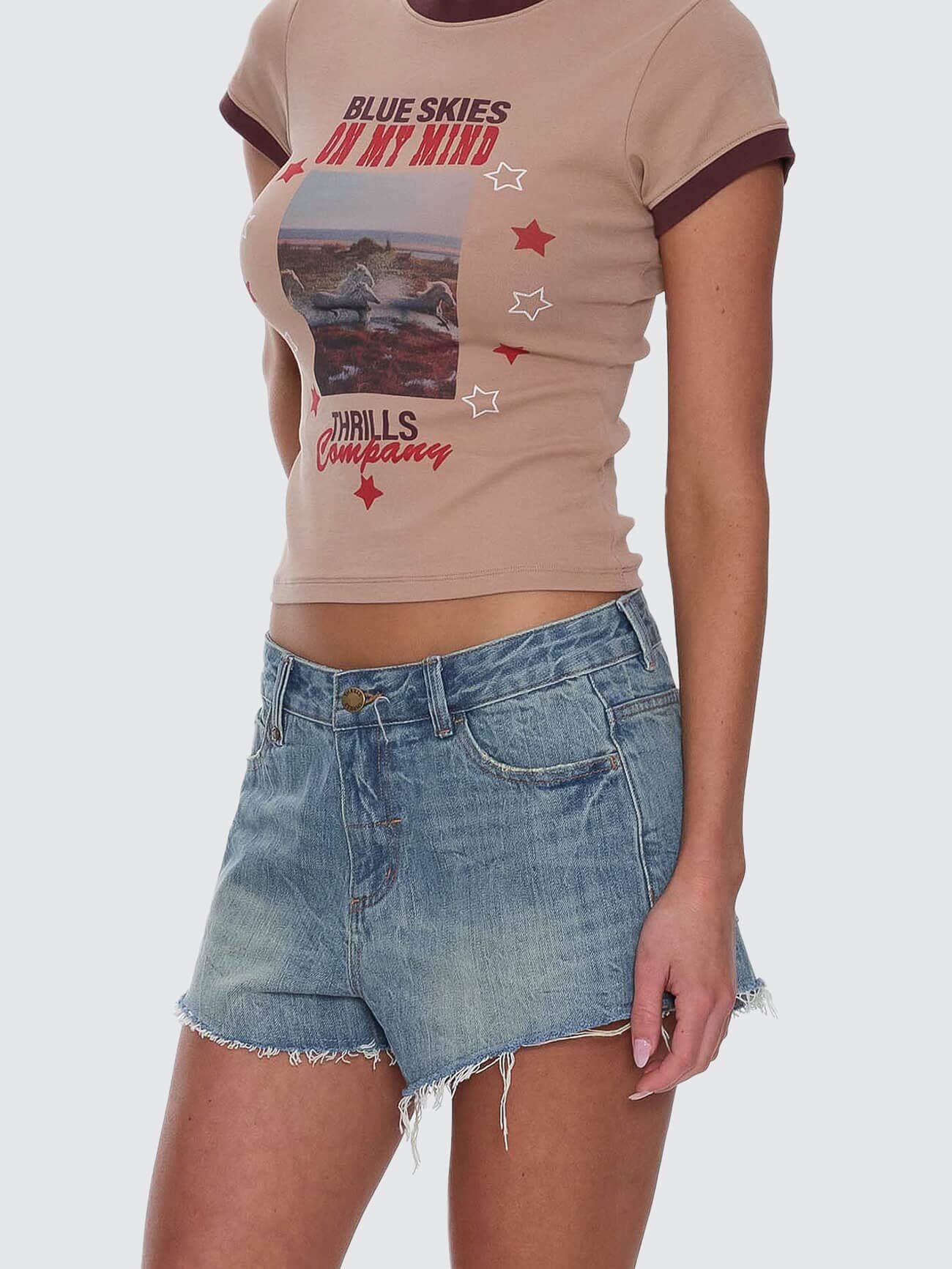 Lola Low Rise Baggy Short - Dirty Crinkle Blue 4