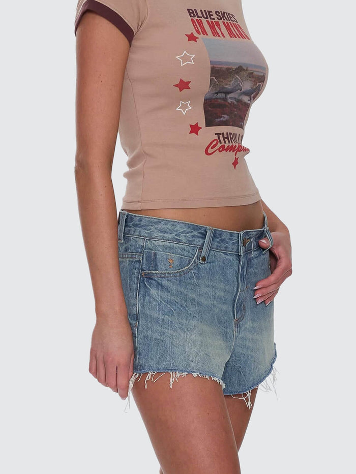 Lola Low Rise Baggy Short - Dirty Crinkle Blue 4