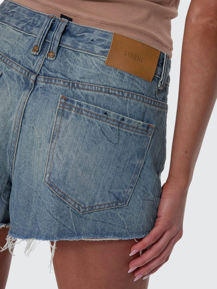 Lola Low Rise Baggy Short - Dirty Crinkle Blue 4