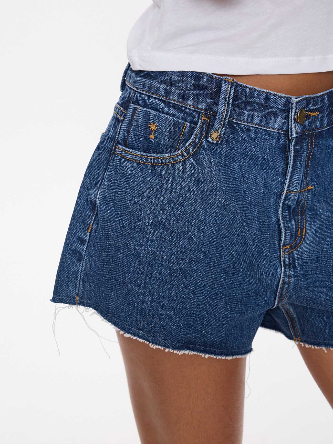 Lola Low Rise Baggy Short - Deep Vintage Blue 4