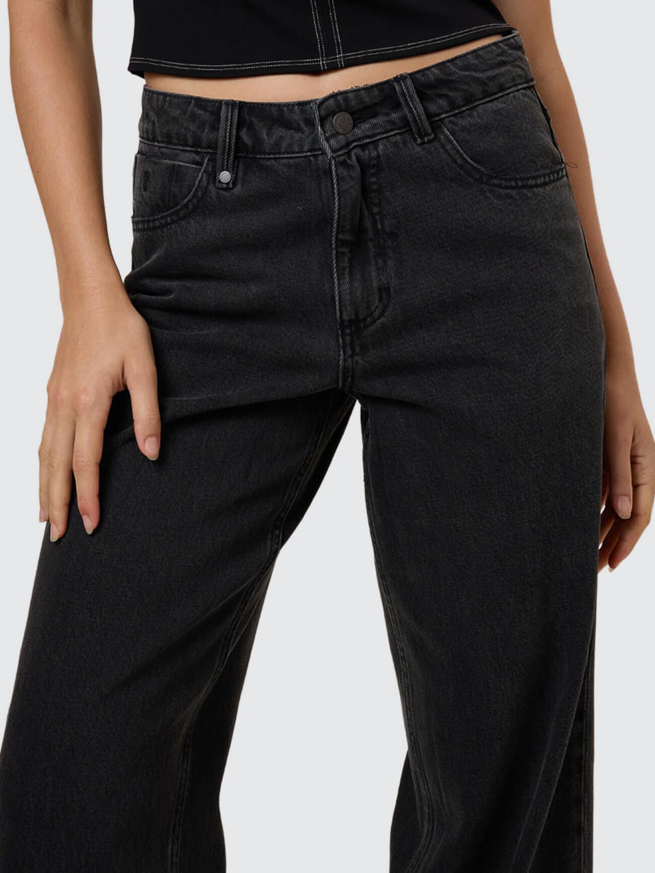 Billie Low Rise Baggy Jean - Ash Black