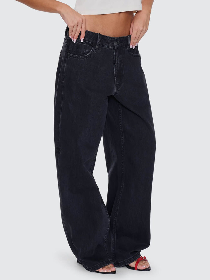 Billie Low Rise Baggy Jean - Aged Black 4