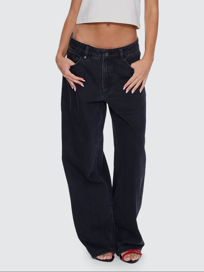 Billie Low Rise Baggy Jean - Aged Black 4