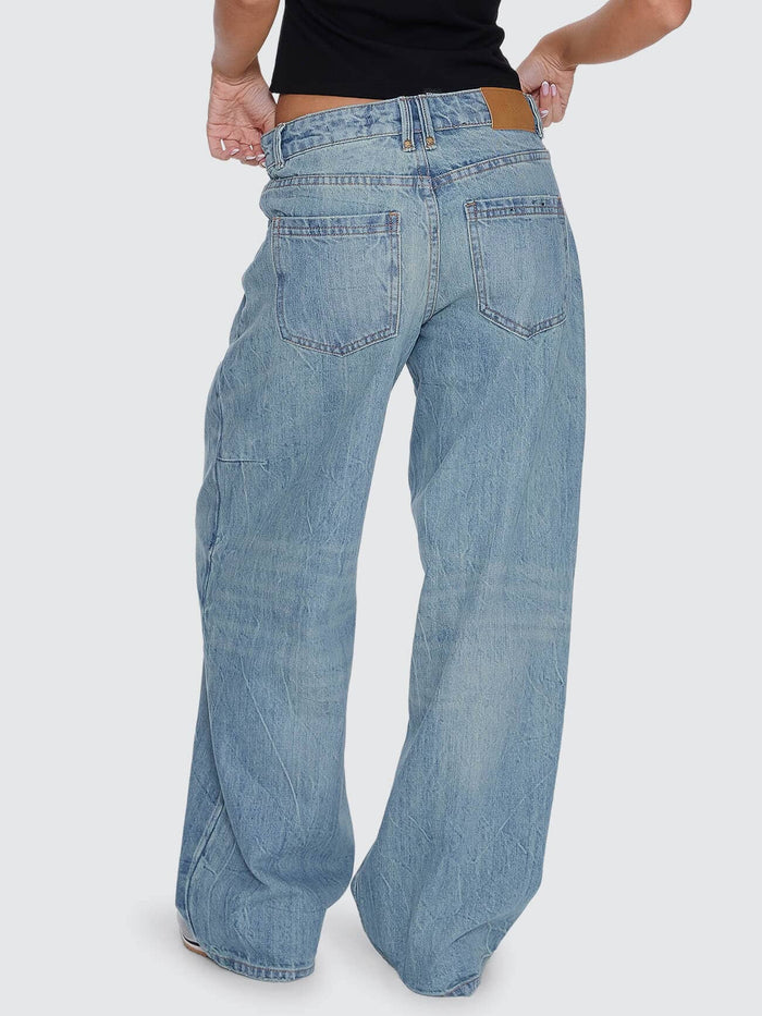Billie Low Rise Baggy Jean - Dirty Crinkle Blue 4