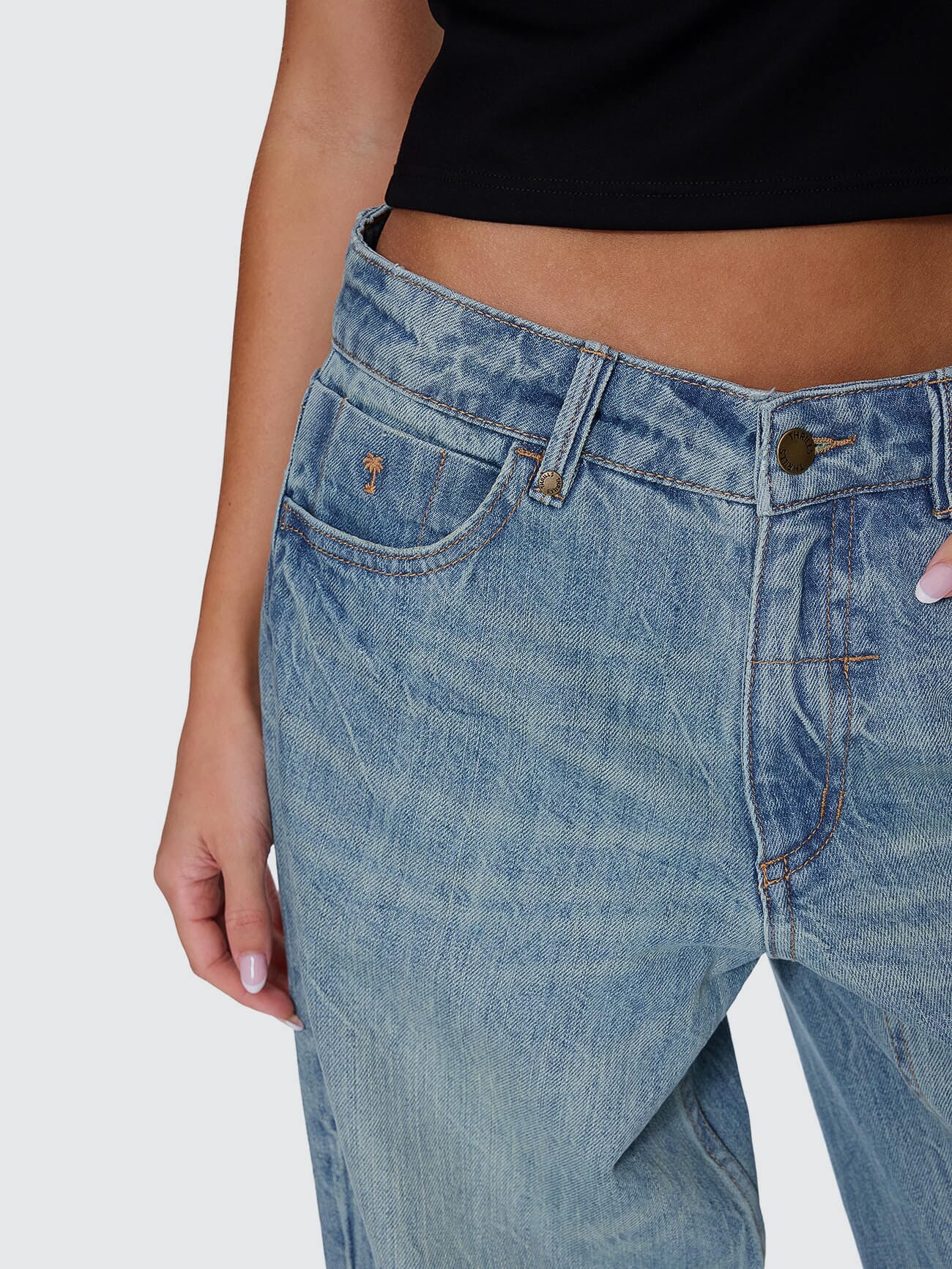Billie Low Rise Baggy Jean - Dirty Crinkle Blue 4