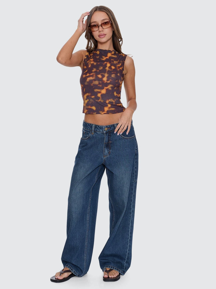 Billie Low Rise Baggy Jean - Teal Blue