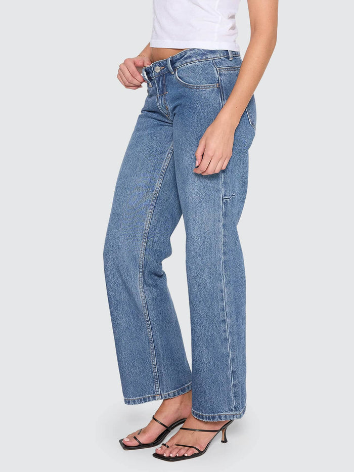 Saskia Low Rise Straight Jean - Darker Dust Blue