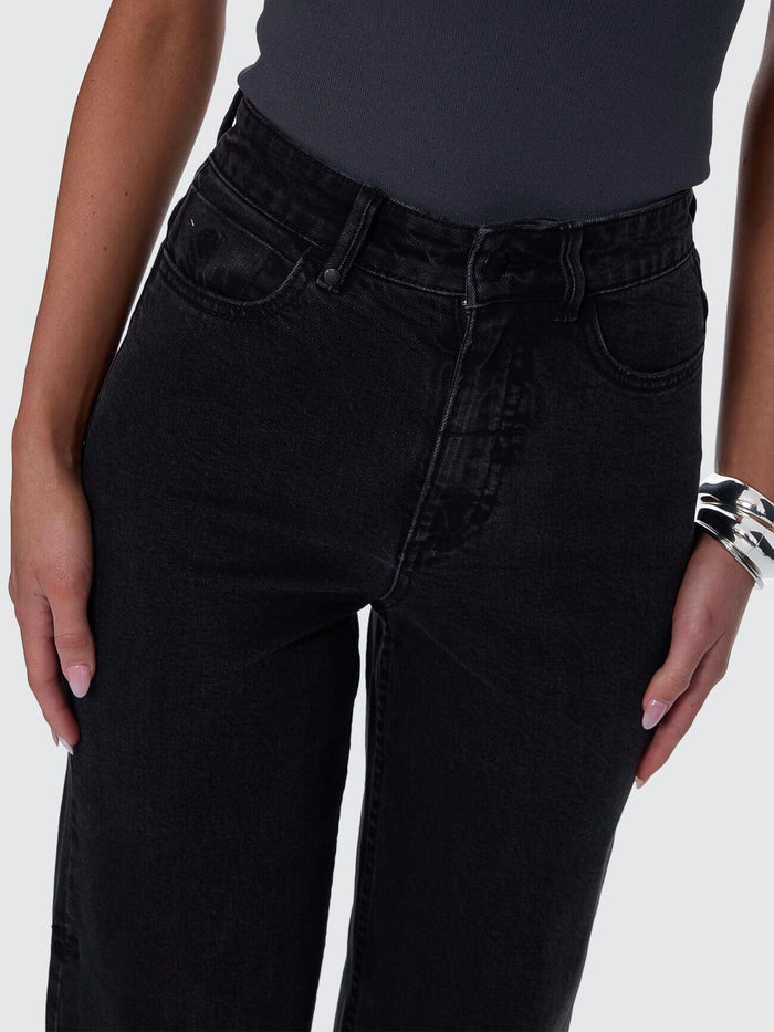 Holly High Rise Stretch Wide Jean - Aged Black 4