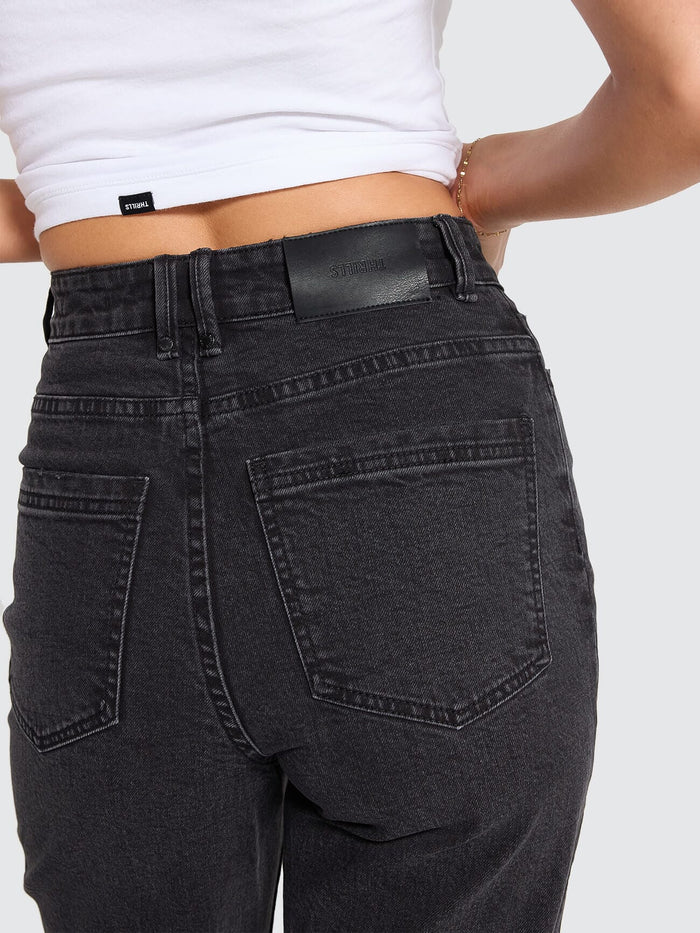 Holly High Rise Stretch Wide Jean - Aged Black