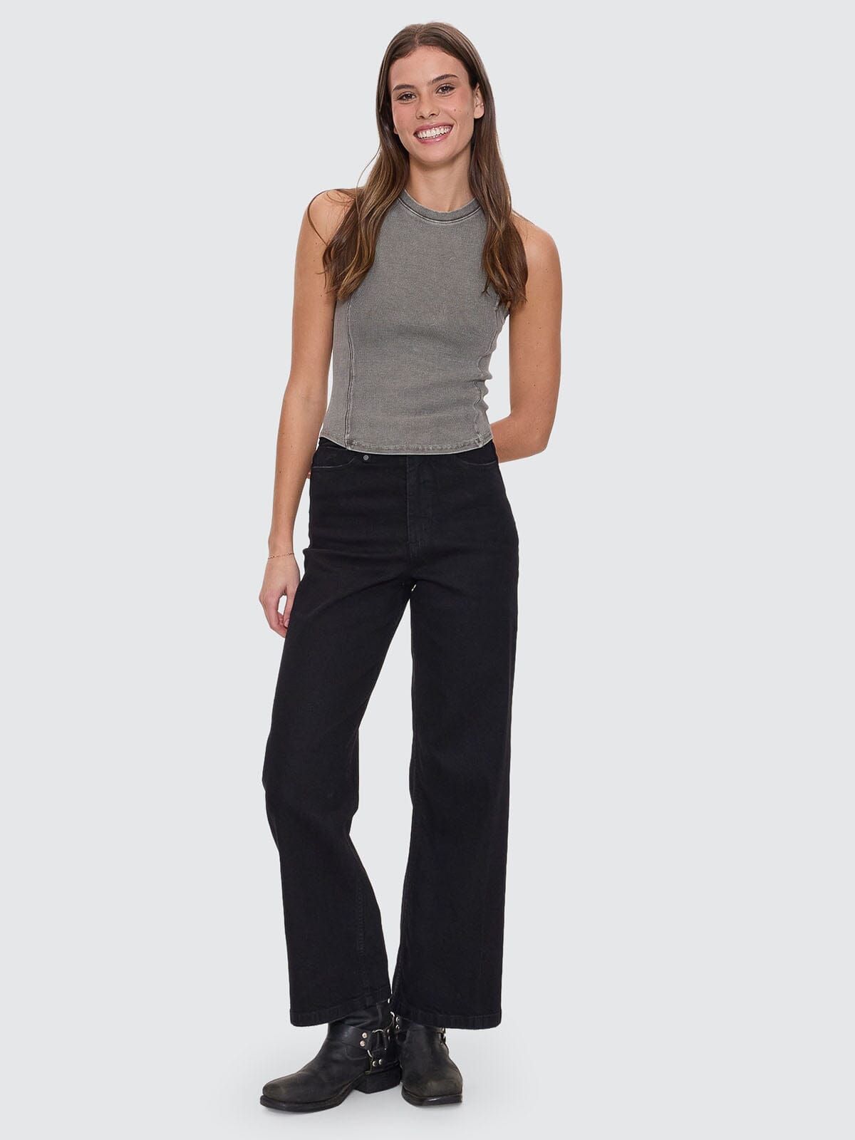 Holly High Rise Stretch Wide Jean - Black Rinse 4