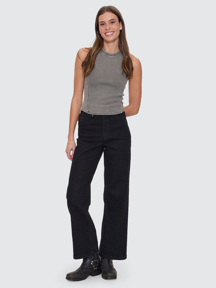 Holly High Rise Stretch Wide Jean - Black Rinse 4
