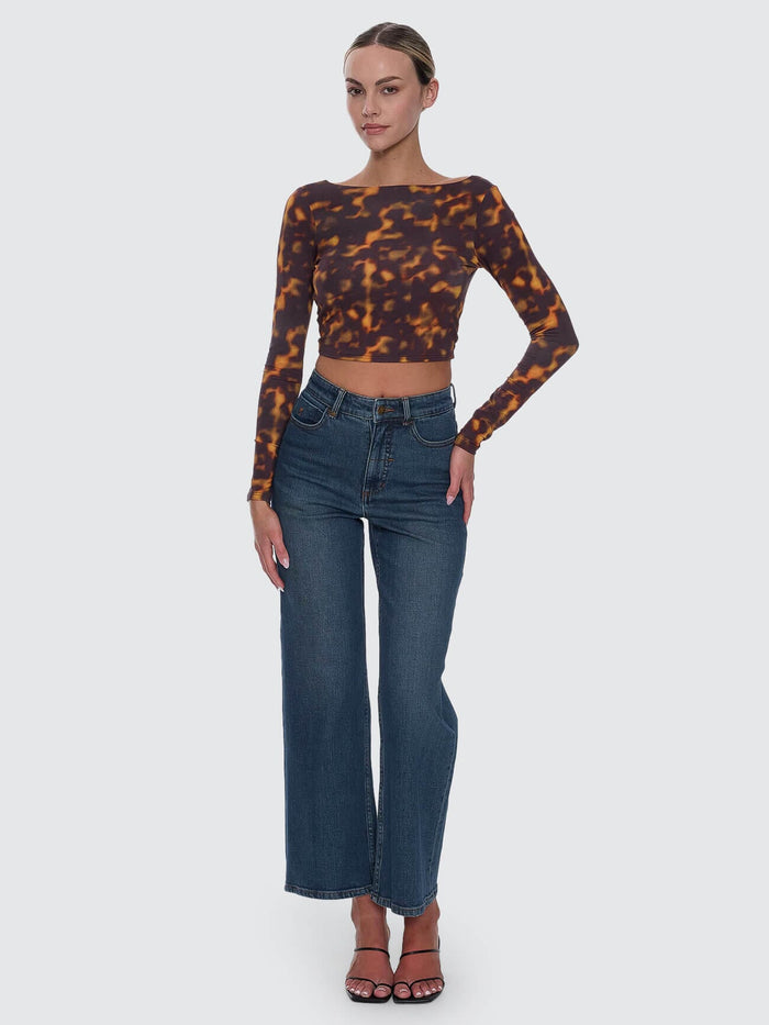 Holly High Rise Stretch Wide Jean - Teal Blue 4