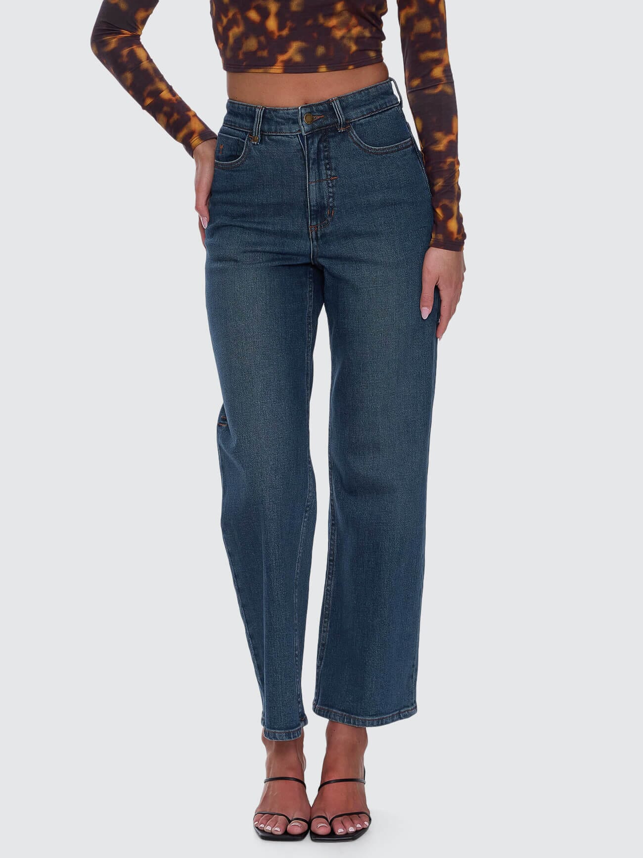 Holly High Rise Stretch Wide Jean - Teal Blue 4