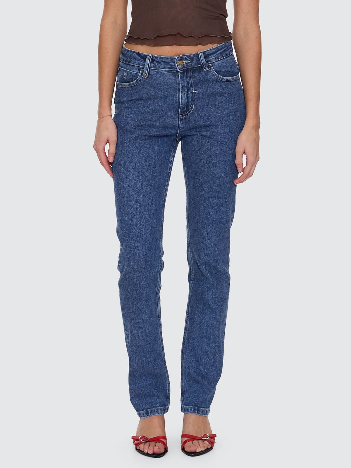 Nicole High Rise Stretch Straight Jean - Vintage Rinse Blue