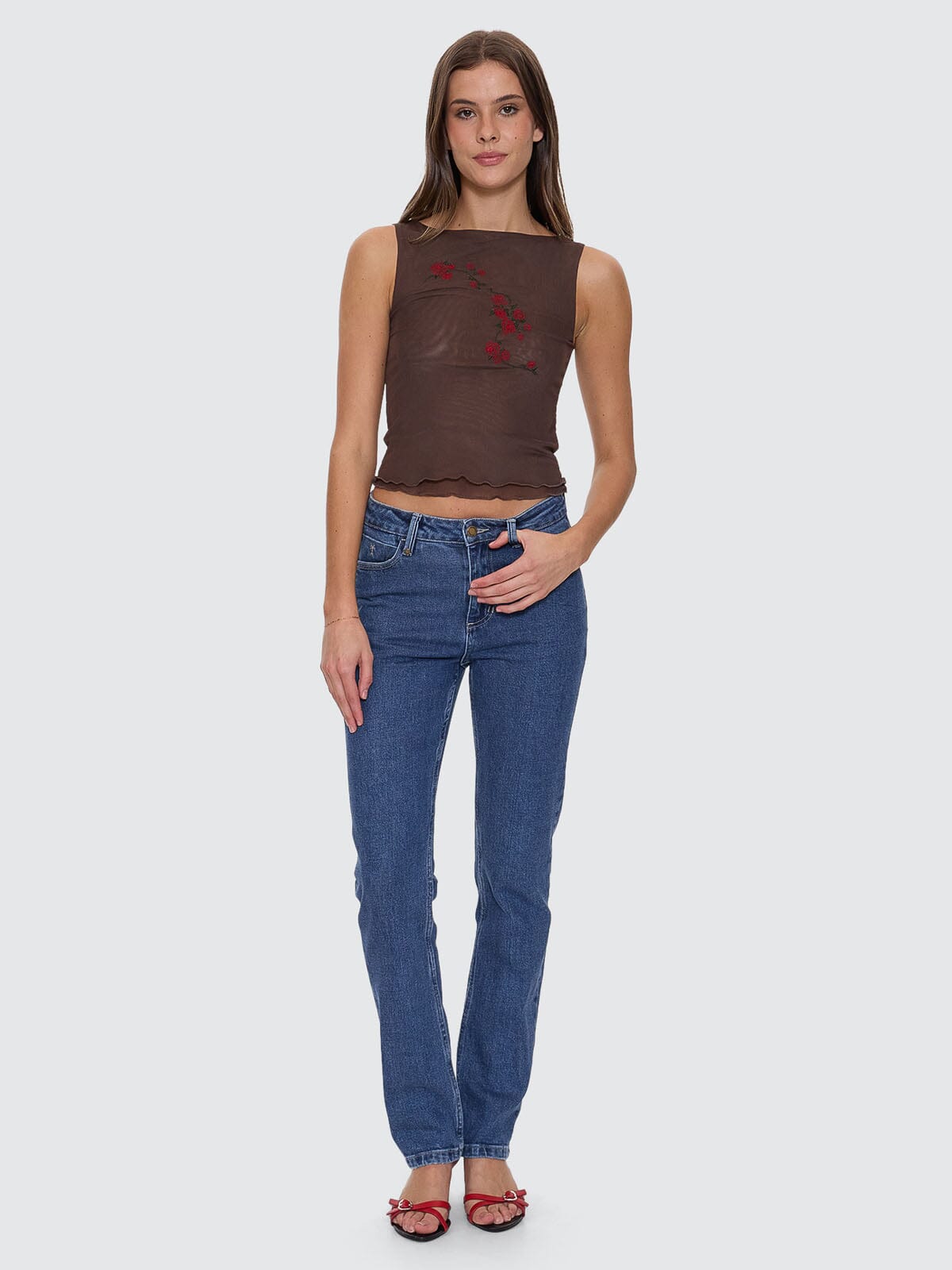 Nicole High Rise Stretch Straight Jean - Vintage Rinse Blue 4