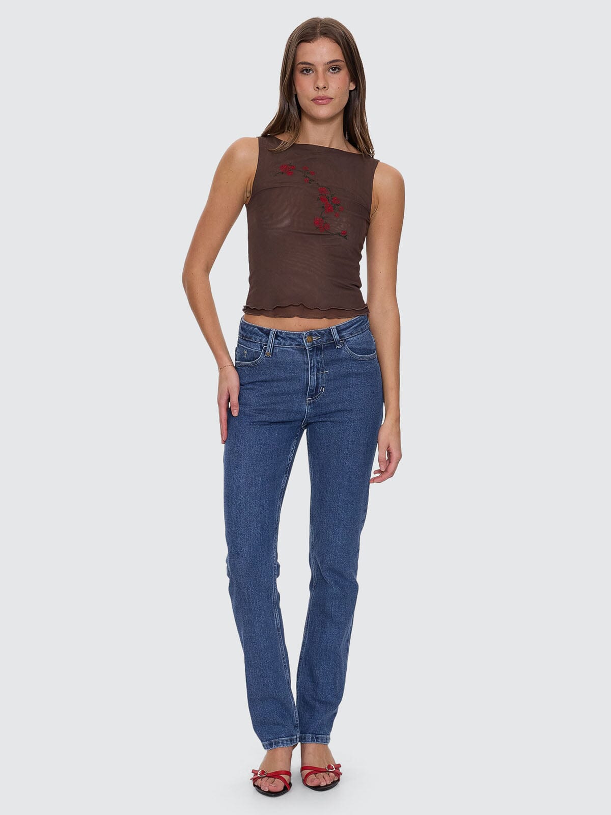 Nicole High Rise Stretch Straight Jean - Vintage Rinse Blue 4