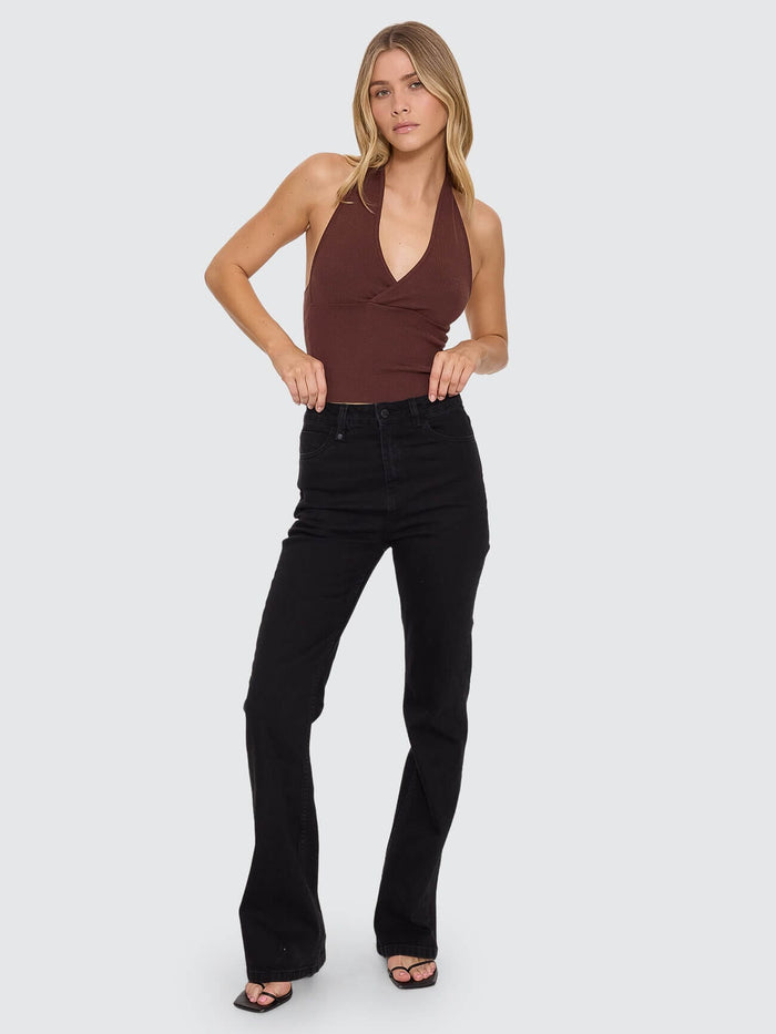 Alicia High Rise Stretch Bootcut Jean - Vinyl Black 4