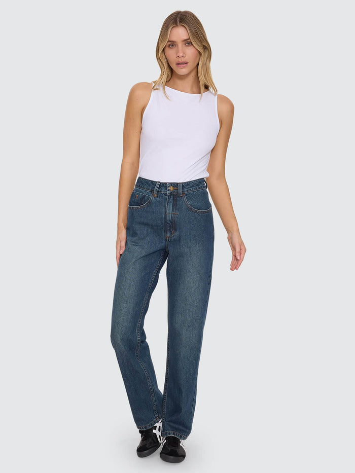 Stevie High Rise Straight Jean - Teal Blue 4