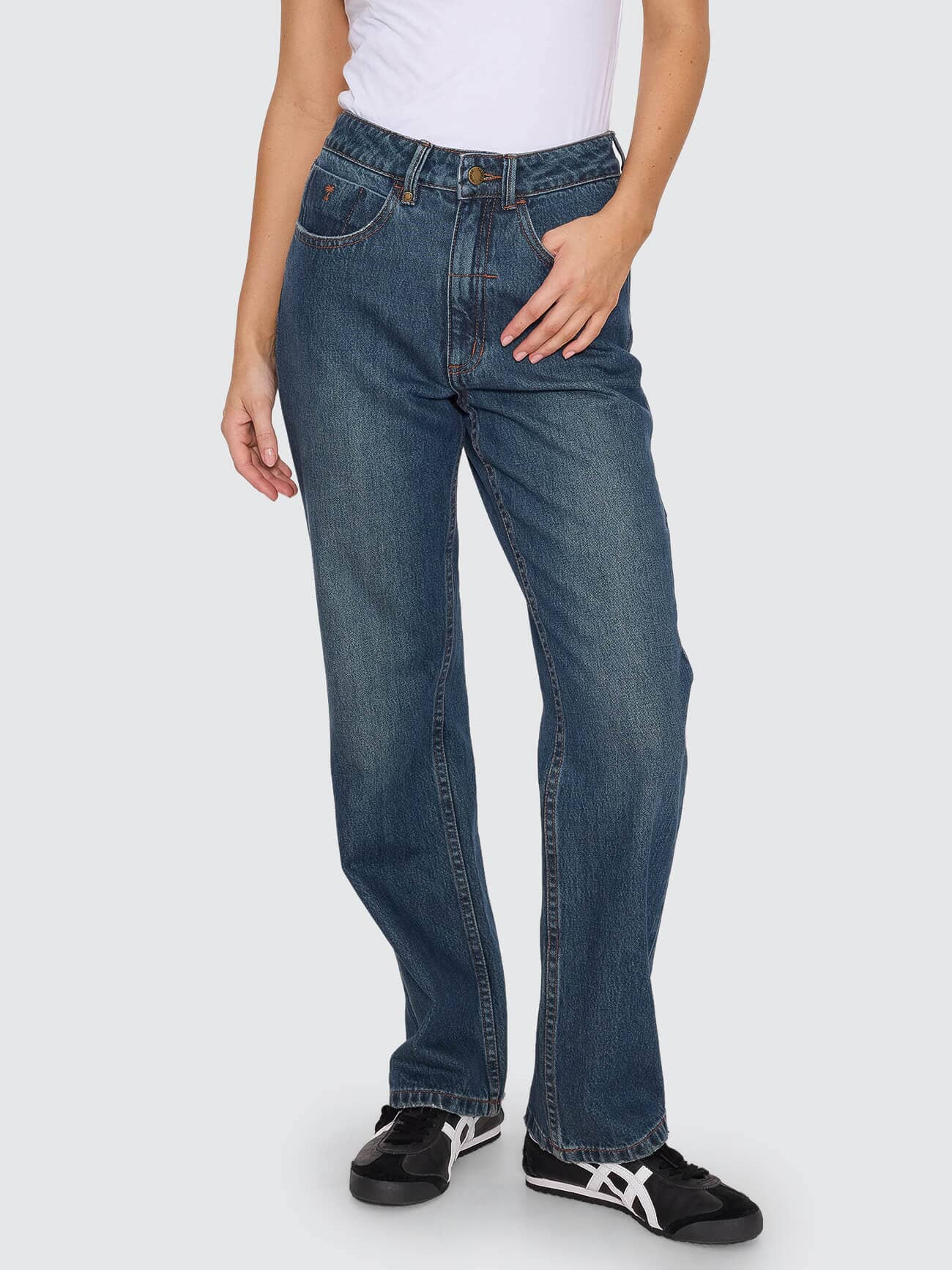 Stevie High Rise Straight Jean - Teal Blue 4