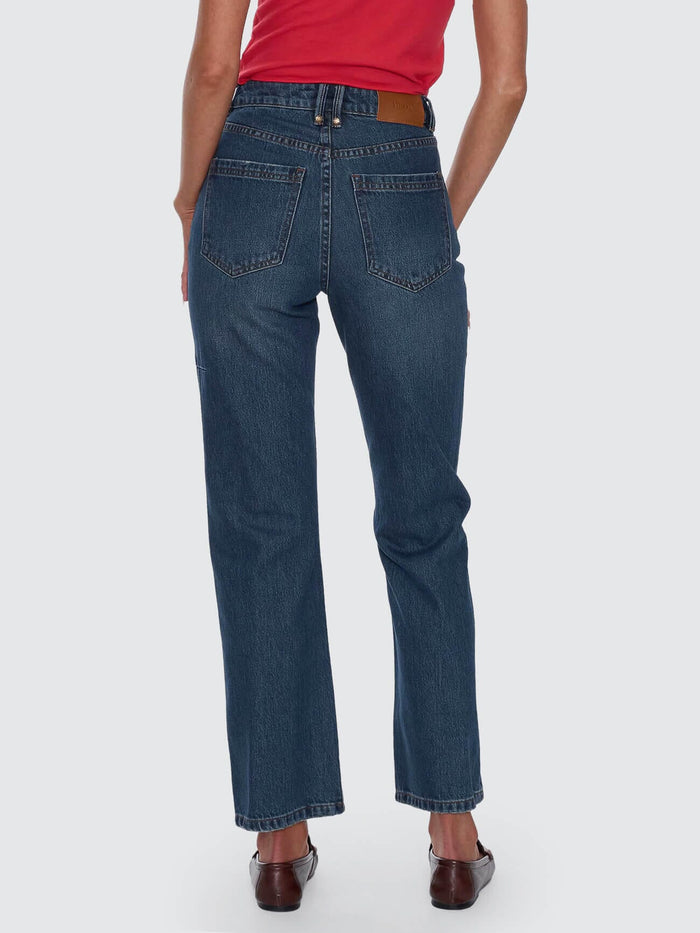 Stevie High Rise Straight Jean - Teal Blue 4