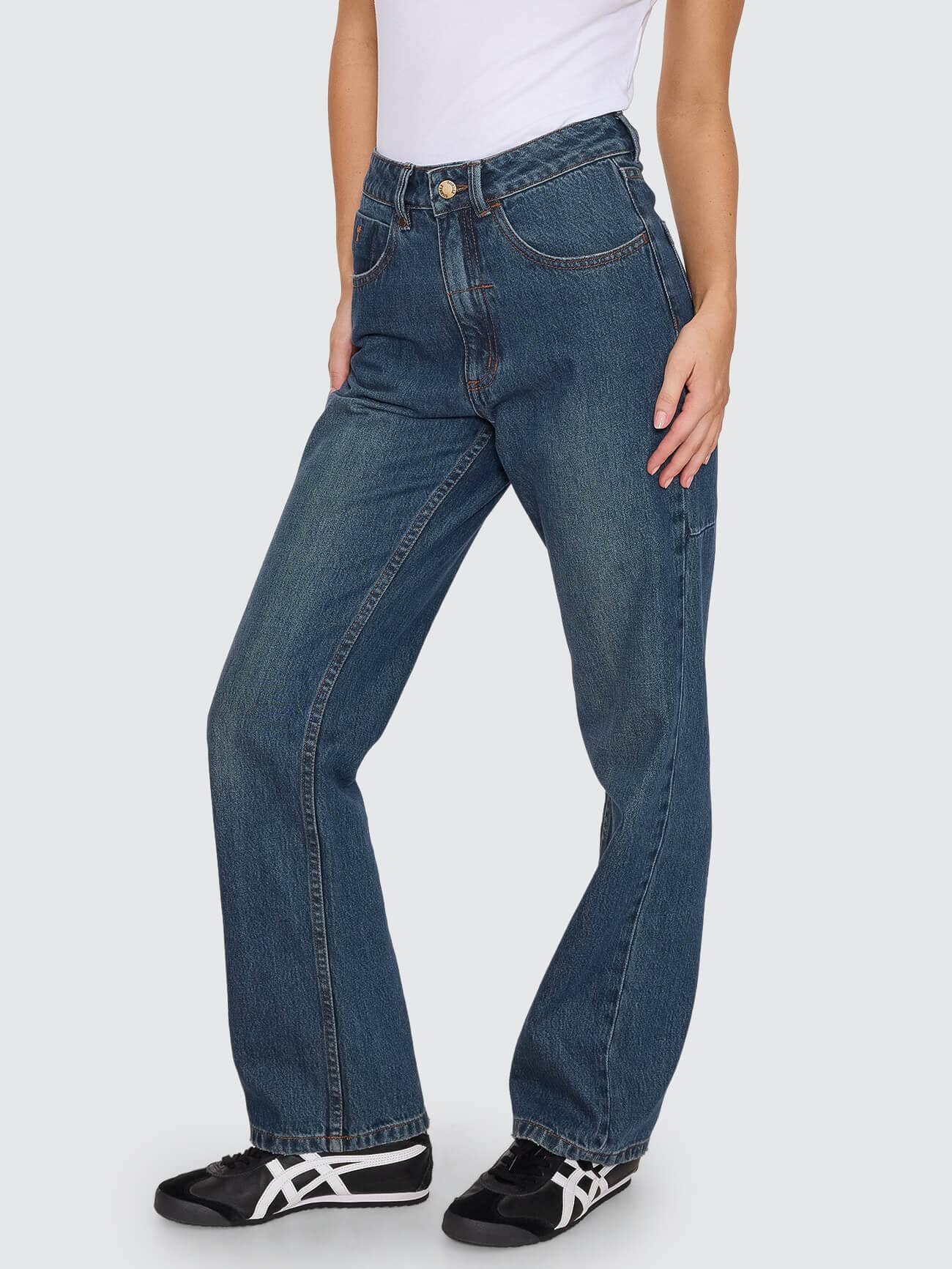 Stevie High Rise Straight Jean - Teal Blue 4