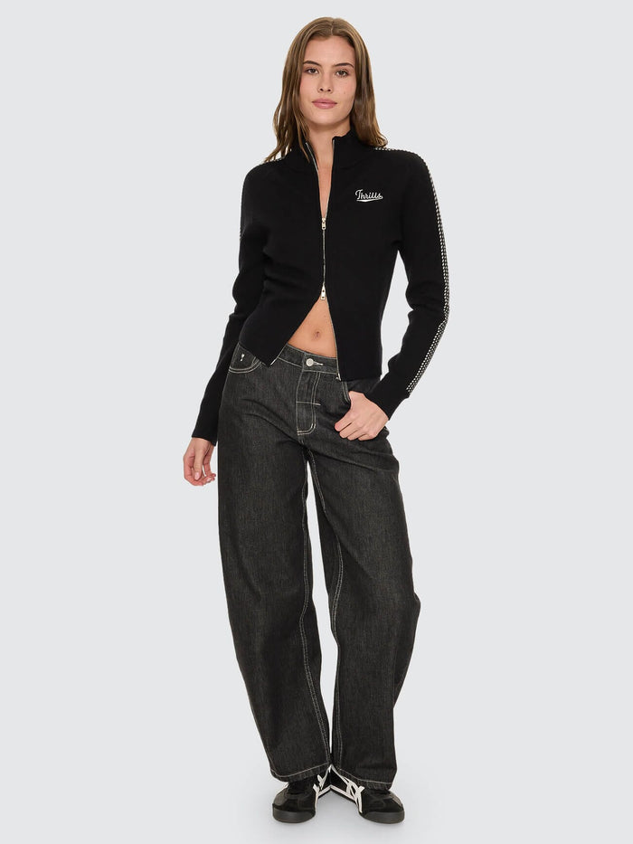 Sloane Low Rise Barrel Jean - Raw Black 4