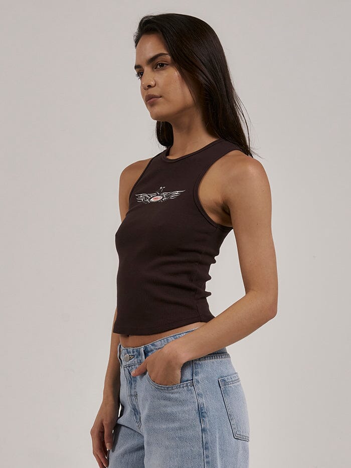 Laid Back Curve Tank - Postal Brown