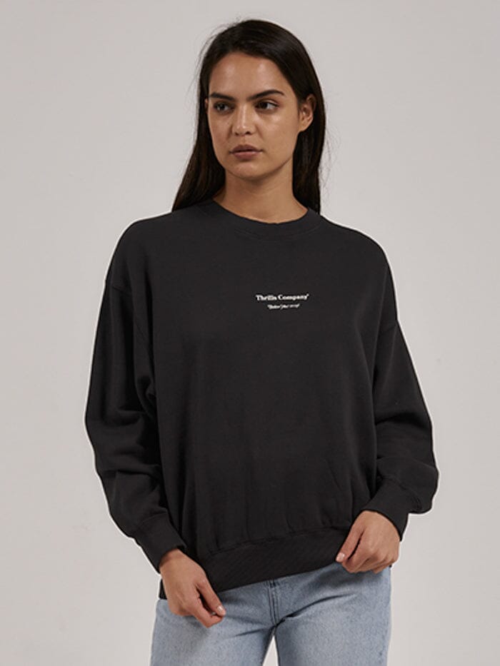 Above As Below Retro Slouch Crew - Washed Black