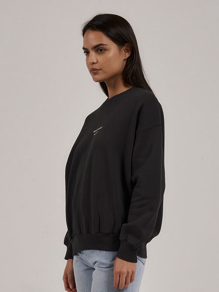 Above As Below Retro Slouch Crew - Washed Black