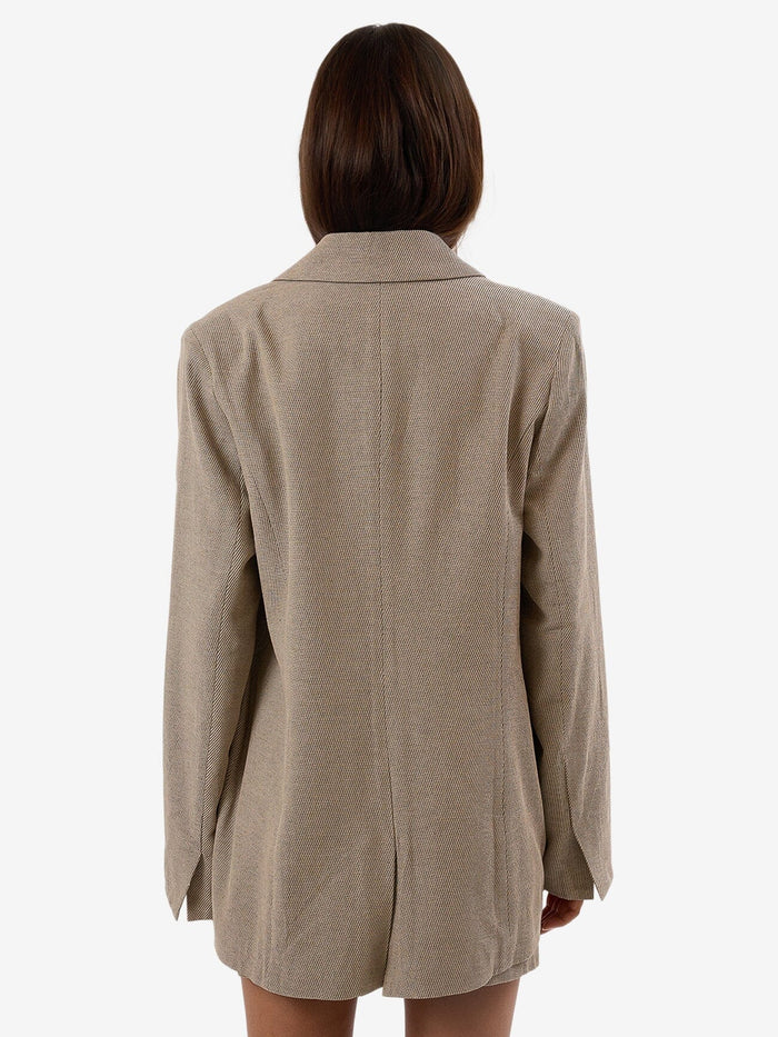 Allegra Twill Suiting Blazer - Tan Black 4