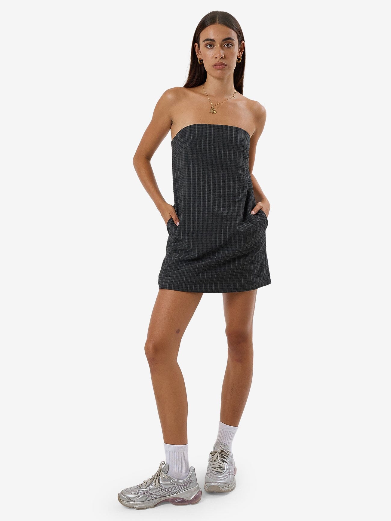 Colby Strapless Dress in Grey