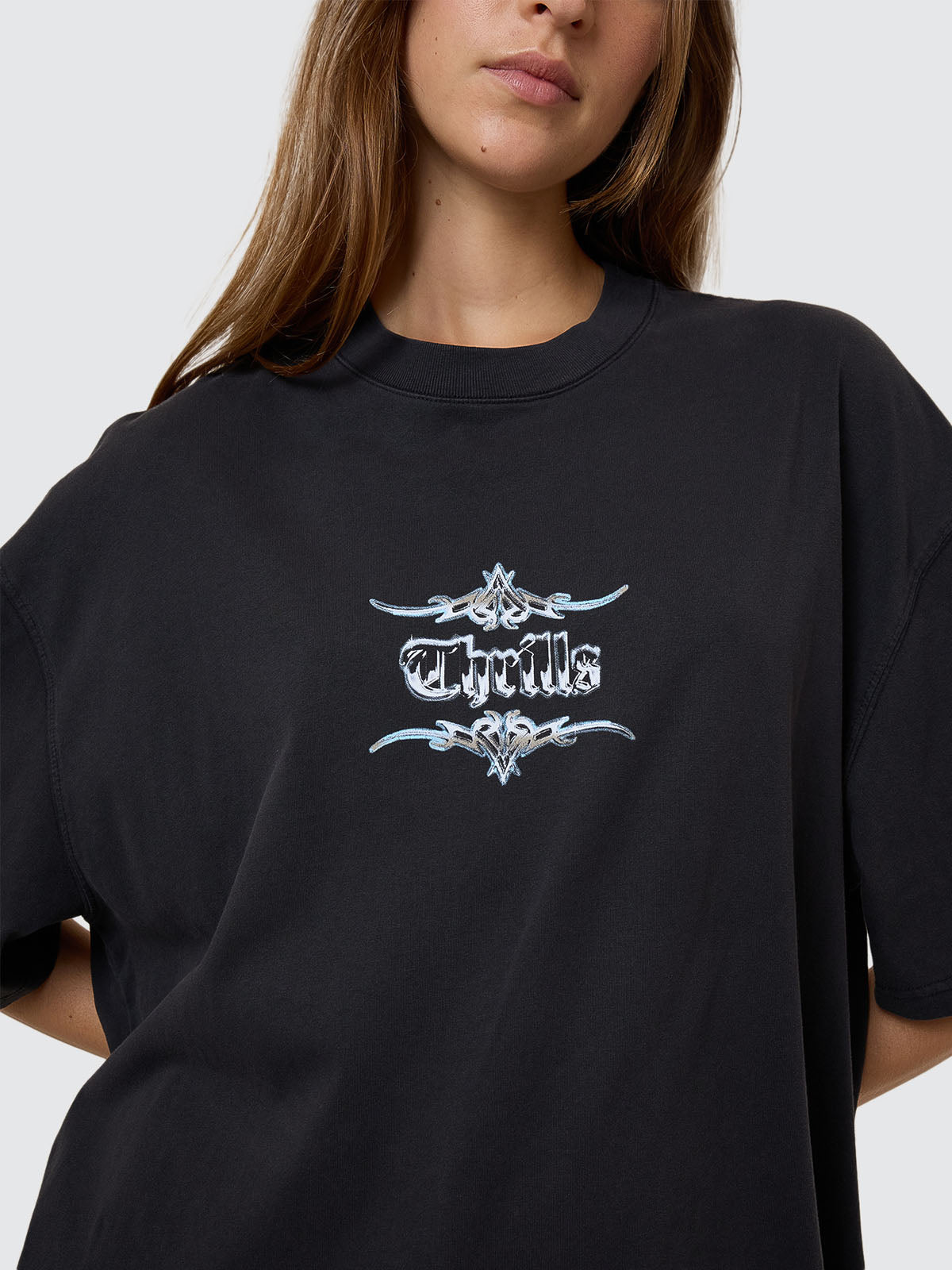 Metal And Mayhem Oversized Tee - Washed Black 4