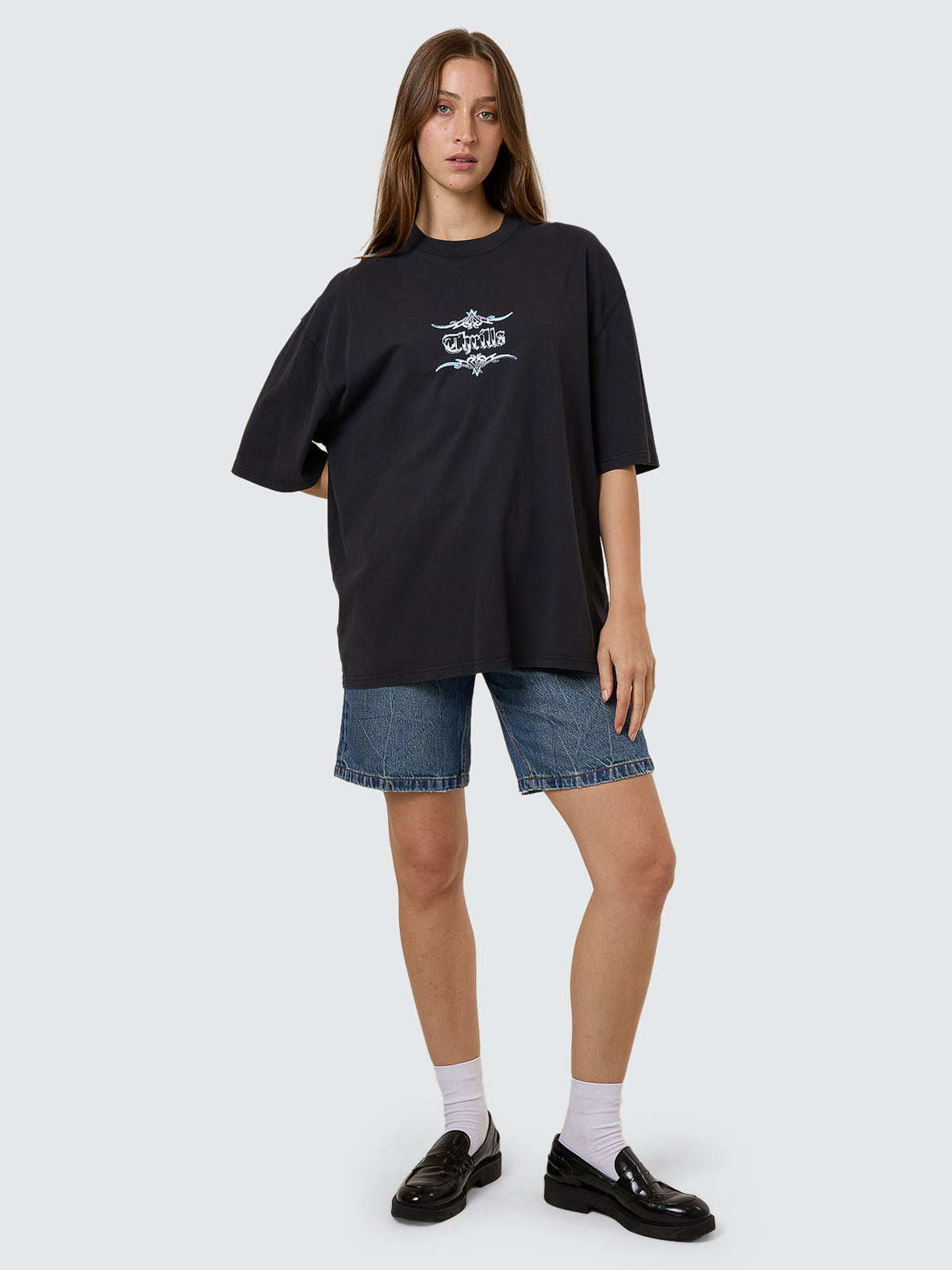 Metal And Mayhem Oversized Tee - Washed Black 4